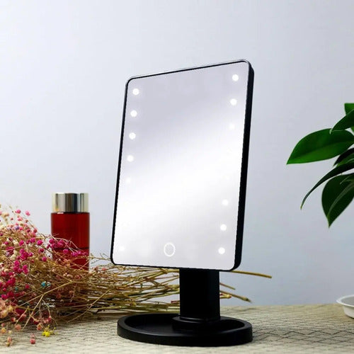 Espejo Tocador Para Maquillaje Con Luz Led Con Rotacion Negro