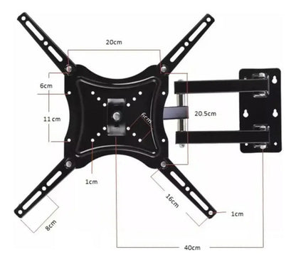 Soporte Tv Pared Articulado 14 A 55 Doble Brazo Movil 50kg Negro