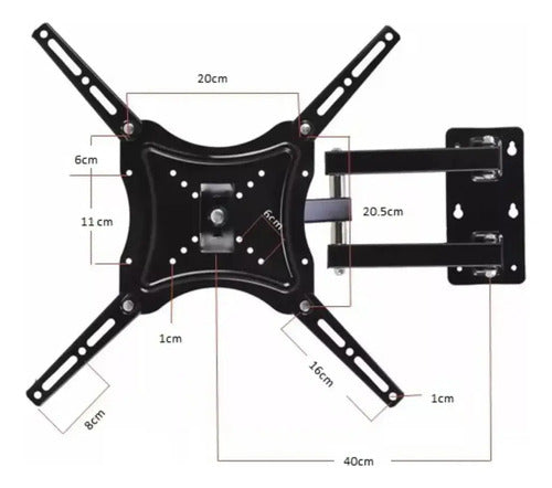 Soporte Para Tv Giratorio Pared Brazo Movil 14 A 55 50kg Negro