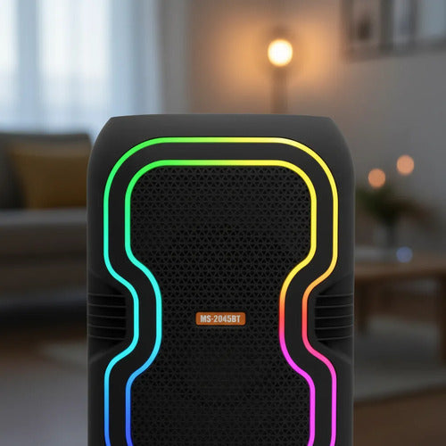 Parlante 8 Bluetooth Led Rgb Tws Usb Fm Microfono Set Negro Negro