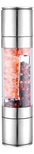 Molinillo Pimentero Sal Doble Acero Inoxidable Ajustable Plateado