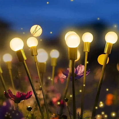 Estaca Luz Solar Ramo 12 Leds Bombillas Jardin Exterior X2 Negro