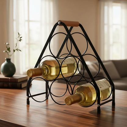Soporte Botellas De Vino En Hierro Botellero Rack Para 6 Negro