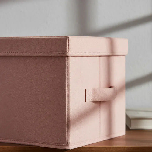 Caja Organizadora Plegable De Tela Con Tapa Y Asa 36x29x17cm Gris