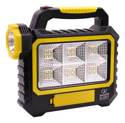 Foco Linterna Reflector Led Recargable Panel Solar Portatil Blanco Frío Amarillo Con Negro
