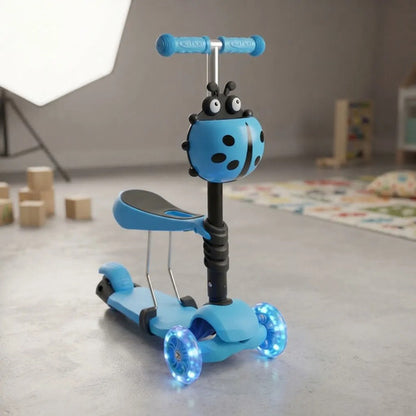 Scooter Infantil 2 En 1 Asiento Ruedas Desmontable Ajustable Celeste