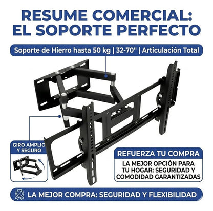 Base Articulada Televisor Soporte Pared Hierro Fuerte 32 70p Negro