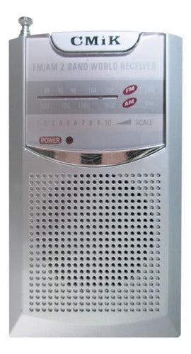 Radio Am Fm Portátil Pilas Aa Salida 3.5 Receptor Bolsillo Gris