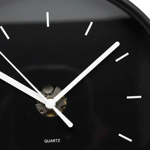 Reloj De Pared Redondo Analógico 19cm Moderno Decorativo Negro