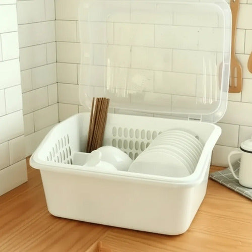 Escurridor Vajilla Tapa Platos Cubiertos Tapa Plastico 45cm Blanco
