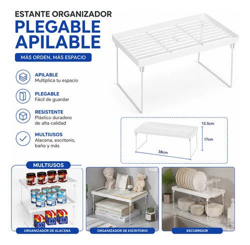 Estante Organizador Multiuso Plegable Apilable 38cm Blanco