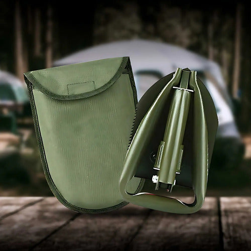 Pala Camping Jardin Con Pico Plegable Con Estuche Verde