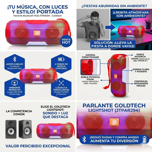 Parlante Inalambrico Bluetooth Ios Android Luces Rgb 4 Horas Aleatorio