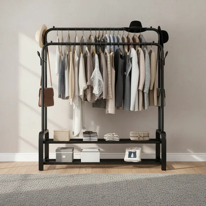 Perchero Doble Organizador Ropa Calzado Metal 162x96 Ropero Negro