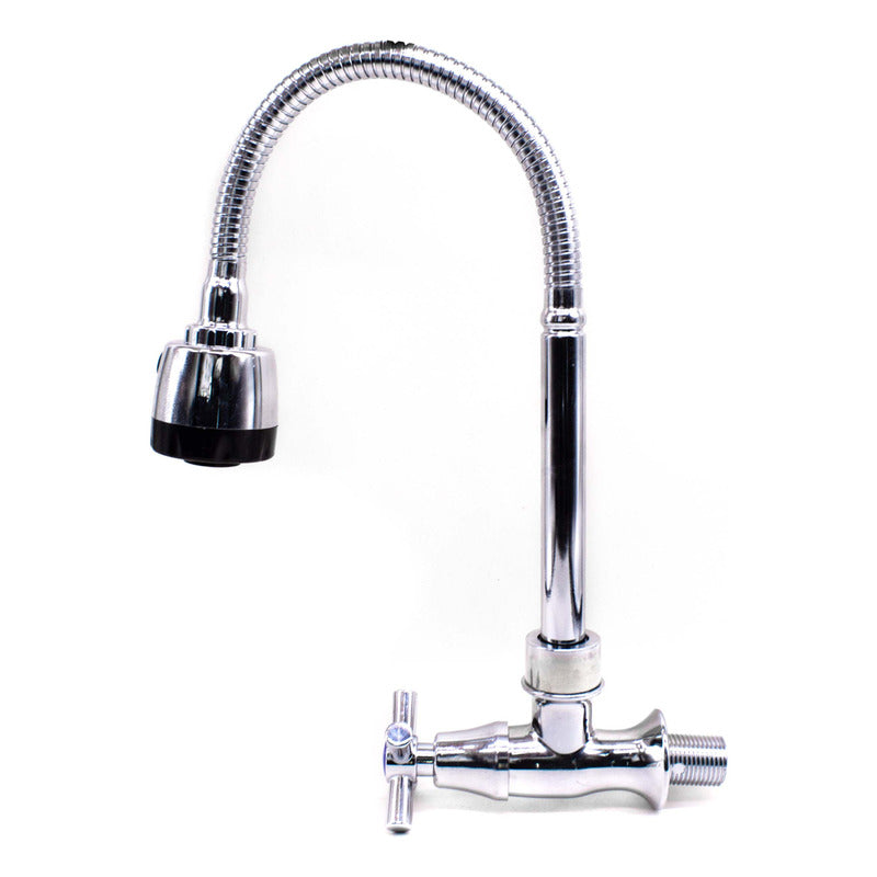 Canilla Cocina Pared Unitaria Grifo Mesada Metal Flexible