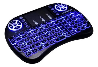Teclado Tv Inalambrico Panel Tactil Rgb Recargable 3 Colores Azul