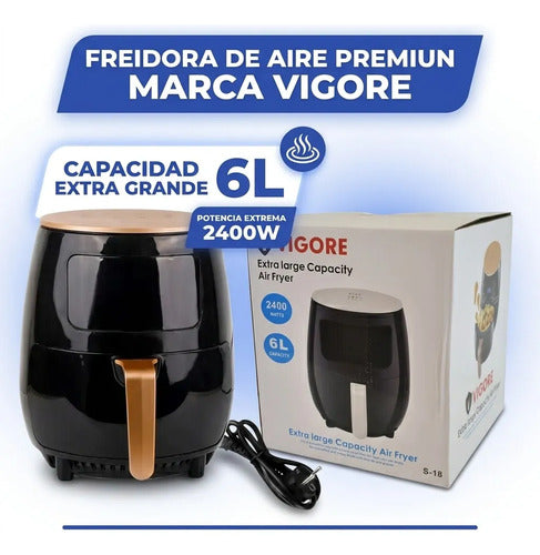 Maquina Freidora Aire Electrica 6lt 2400w Digital Cocina Verde Oscuro