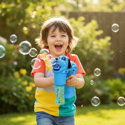 Pistola Lanza Burbujas Automática Perro Luz Música Infantil Azul