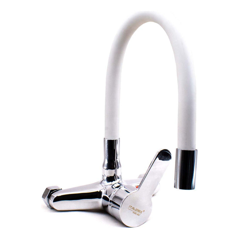 Grifo Monocomando 15cm Flexible Cocina Blanco Mesada Pared