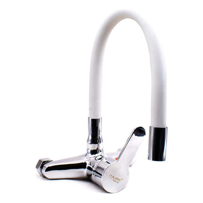 Grifo Monocomando 15cm Flexible Cocina Blanco Mesada Pared