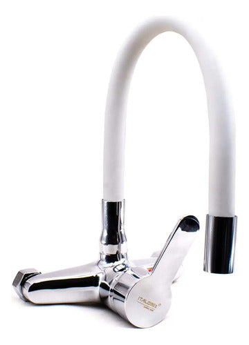 Grifo Monocomando 15cm Flexible Cocina Blanco Mesada Pared