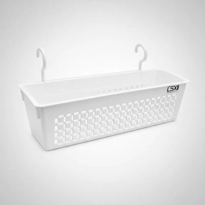 Canasto Organizador Colgante Plástico 32x12x10cm Con Ganchos Blanco