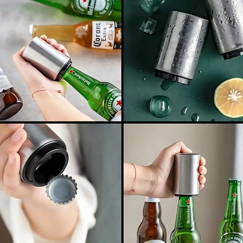 Destapador Tapas Botellas Magnetico Abre Botella Plateado