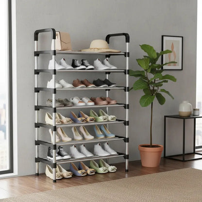 Organizador Estanteria Zapatero 7 Nivel 140x60x26cm Aluminio Gris