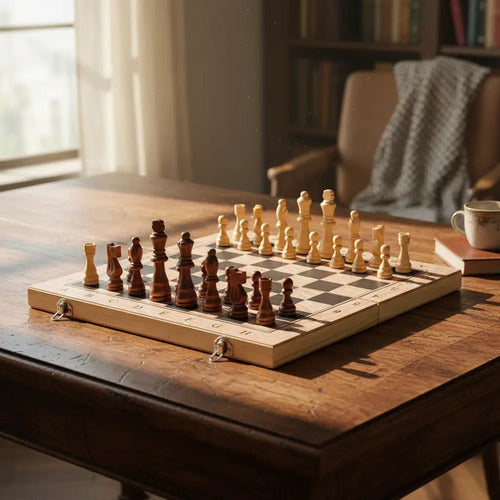 Ajedrez De Madera Juego De Mesa 29x29cm