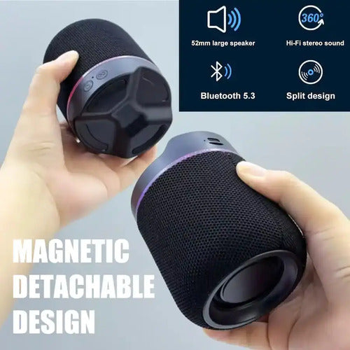 Parlante Bluetooth Portatil Con Luces Led Rgb 1200mah Negro