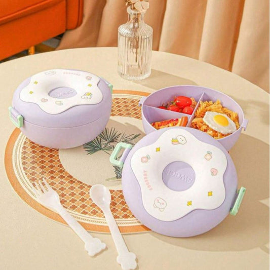 Lonchera Vianda De Plastico Con Cubiertos Infantil 18x8.5cm