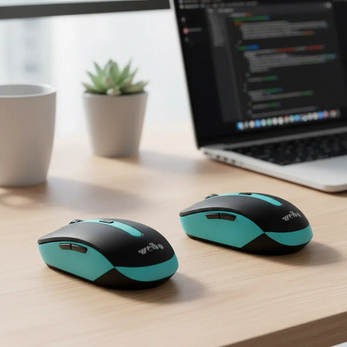 Mouse Inalambrico Usb Optico 4 Botones Notebook Pc Wireless Celeste