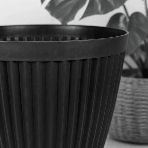 Maceta Plástica Redonda 30x28.5cm Jardín Flores Plantas Gris Gris