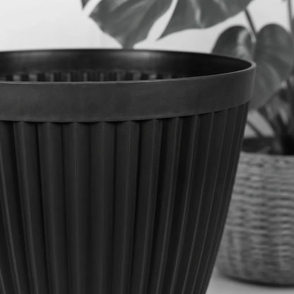 Maceta Plástica Redonda 30x28.5cm Jardín Flores Plantas Gris Gris