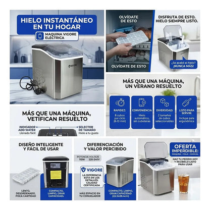 Maquina Electrica Hacer Hielo Cubitos Fabricadora 220v 110w Gris