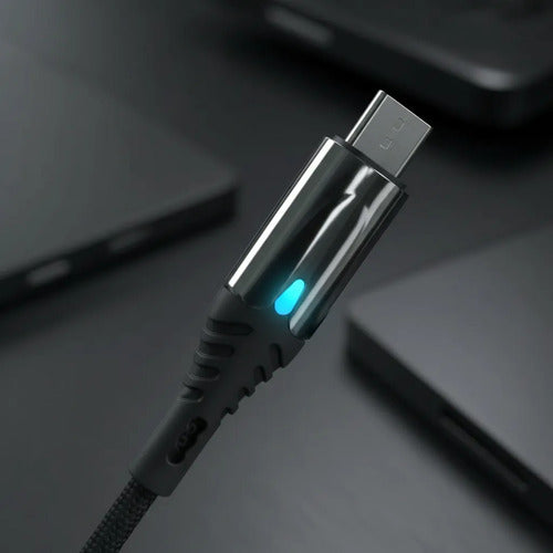 Cable Reforzado C A C 1m 5.1a Carga Datos Led Reforzado Negro