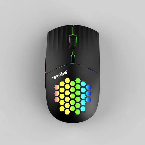 Mouse Gamer Led Rgb Inalambrico Bluetooth Recargable Tipo C Negro