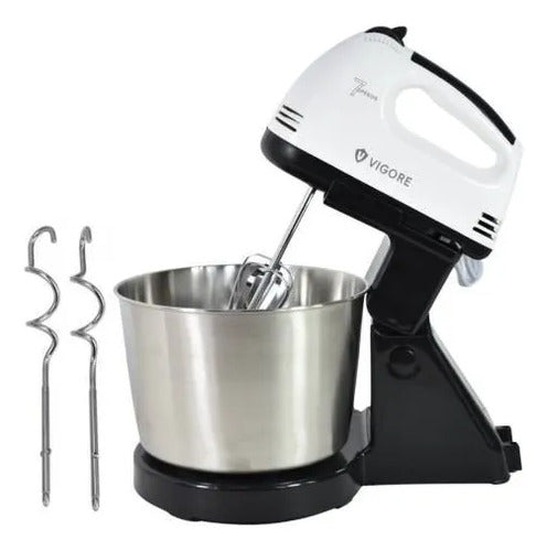 Batidora Mano Pedestal Pie 7 Velocidades Bowl Metalico 2.5l Blanco 50/60 Hz