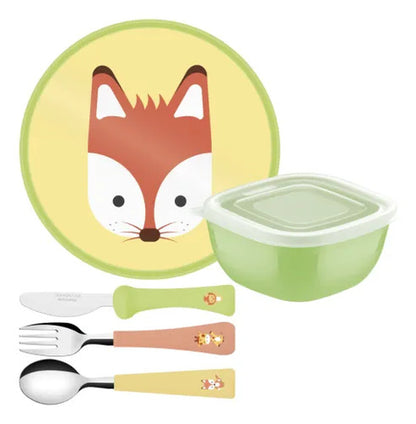 Set Juego De Cubiertos Infantil Plato Recipiente X5 Piezas Aleatorio