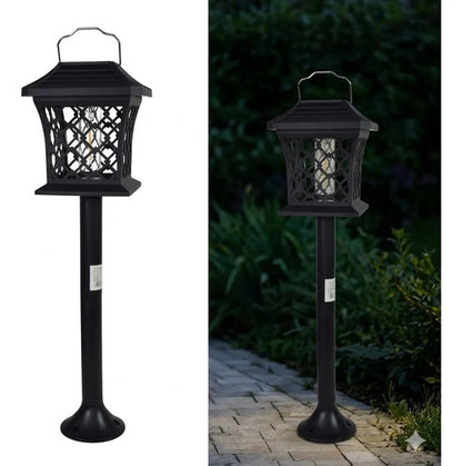 Farol Led Solar Recargable Exterior Colgante Base O Suelo Negro