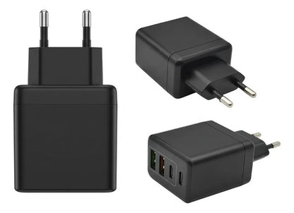 Adaptador Cargador Carga Rápida Multiple Universal Usb C Y A Negro