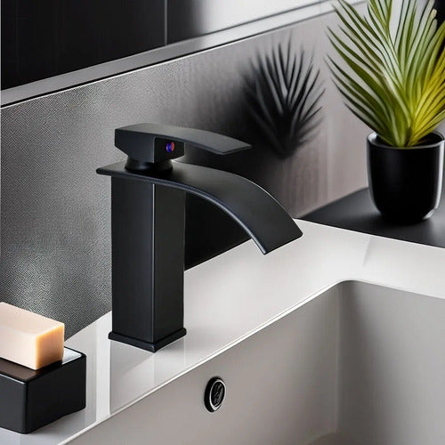 Monocomando Negro Lavatorio Canilla Baño Mezcladora Pileta