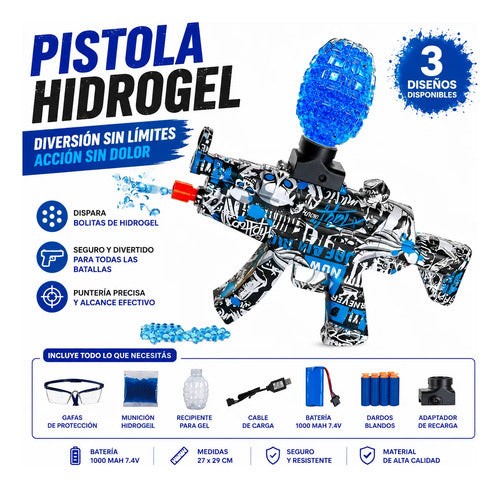 Pistola Hidrogel Recargable 1000mah 7.4v Gafas Dardo Juguete Aleatorio