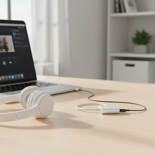 Cable Adaptador Ios 2 En 1 Carga Y Audio Jack 3.5 Celular Blanco