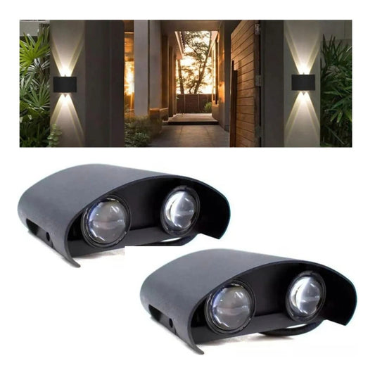 Set X2 Foco Pared Aplique Exterior Luminaria Bidireccional
