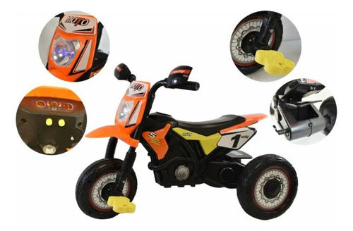 Triciclo Moto Infantil Pedales Con Luces Música Baúl Trasero Naranja