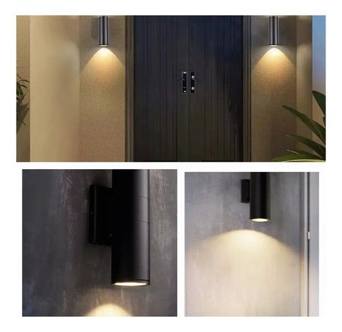 Set X2 Aplique Pared Exterior Luminaria Foco Unidireccional Negro