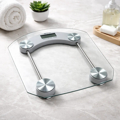 Balanza Digital Baño Personal Vidrio Templado 180kg Cuadrada Blanco