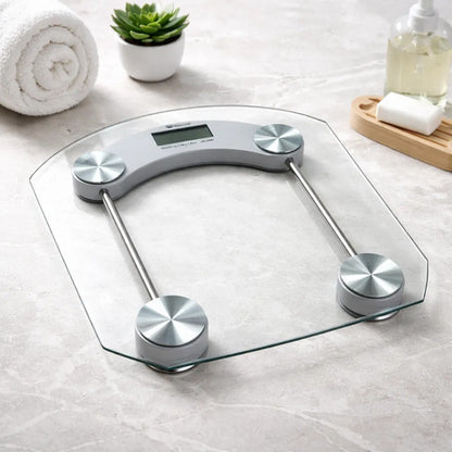 Balanza Digital Baño Personal Vidrio Templado 180kg Cuadrada Blanco
