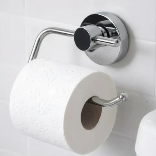 Soporte Portarrollos Papel Higienico Para Baño Pared Rollo Plateado